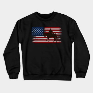 cowboy american flag vintage usa  cowboy Rodeo Roping Horse Riding Crewneck Sweatshirt